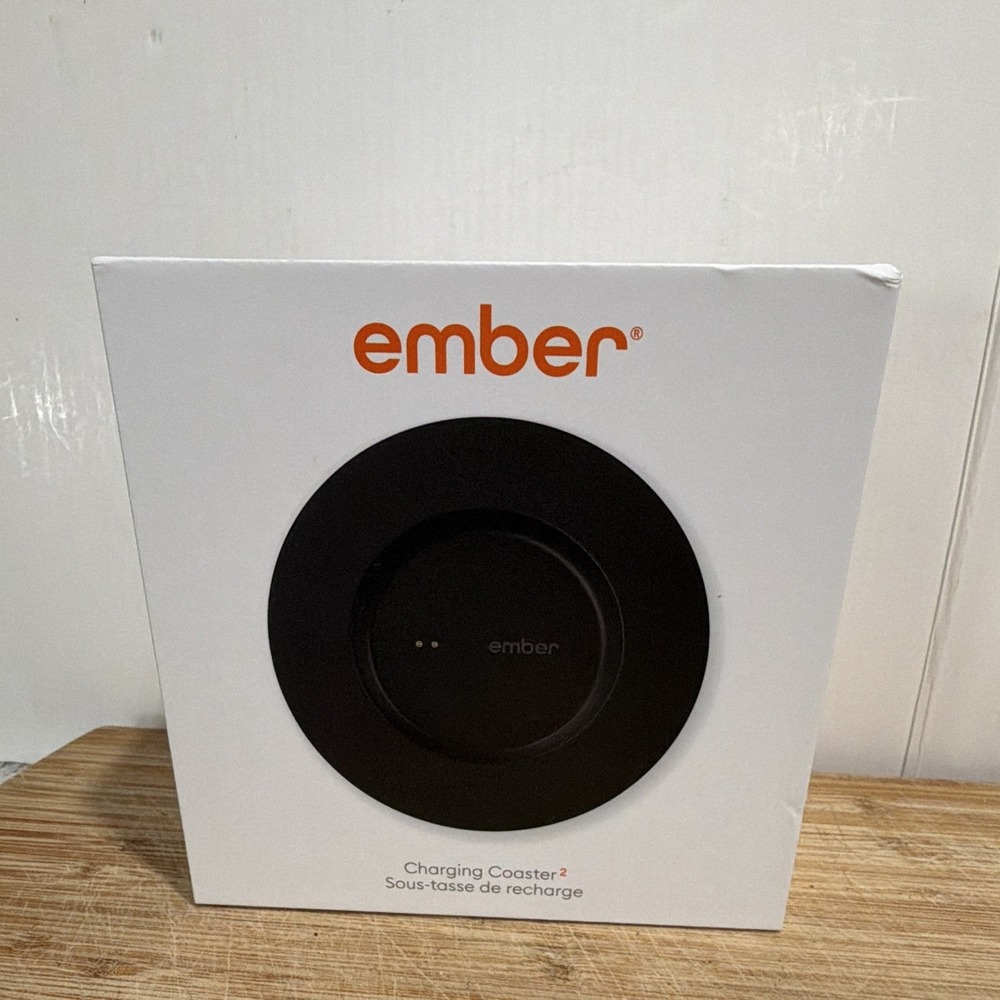 Ember Charging Coaster 2 Black Round Ceramic Charging Coaster w/ Power Adapter